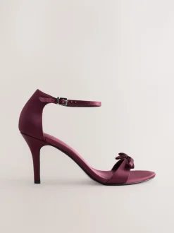 Bordeauxrood - Forever Comfort® Mini Satin Bow Heeled Sandals