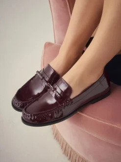 Bordeauxrood - Forever Comfort® Bow Detail Ruched Toe Loafers