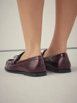 Bordeauxrood - Forever Comfort® Bow Detail Ruched Toe Loafers