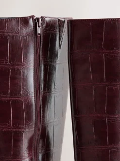 Bordeauxrood - Forever Comfort® - Kniehoge laarzen met gebogen hak