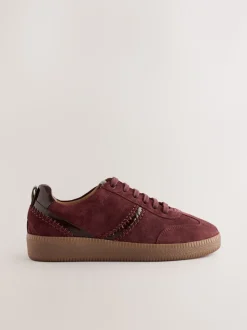 Bordeauxrood - Forever Comfort® leren vetersneakers met dikke zool