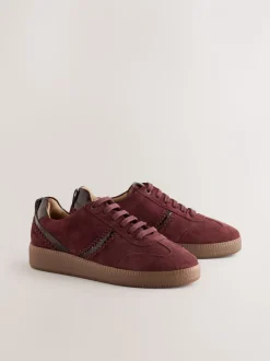 Bordeauxrood - Forever Comfort® leren vetersneakers met dikke zool