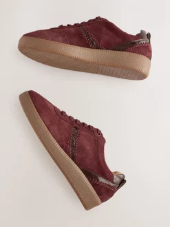 Bordeauxrood - Forever Comfort® leren vetersneakers met dikke zool