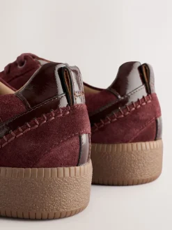 Bordeauxrood - Forever Comfort® leren vetersneakers met dikke zool