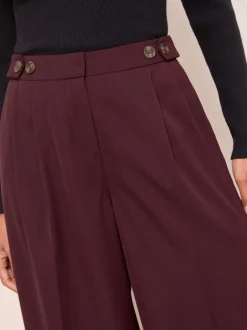 Bordeauxrood - Friends Like These Adjustable Waist Premium Wide Leg Trousers