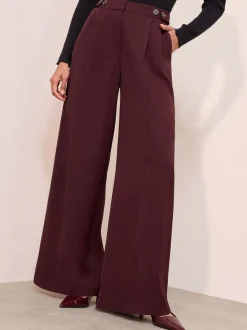 Bordeauxrood - Friends Like These Adjustable Waist Premium Wide Leg Trousers