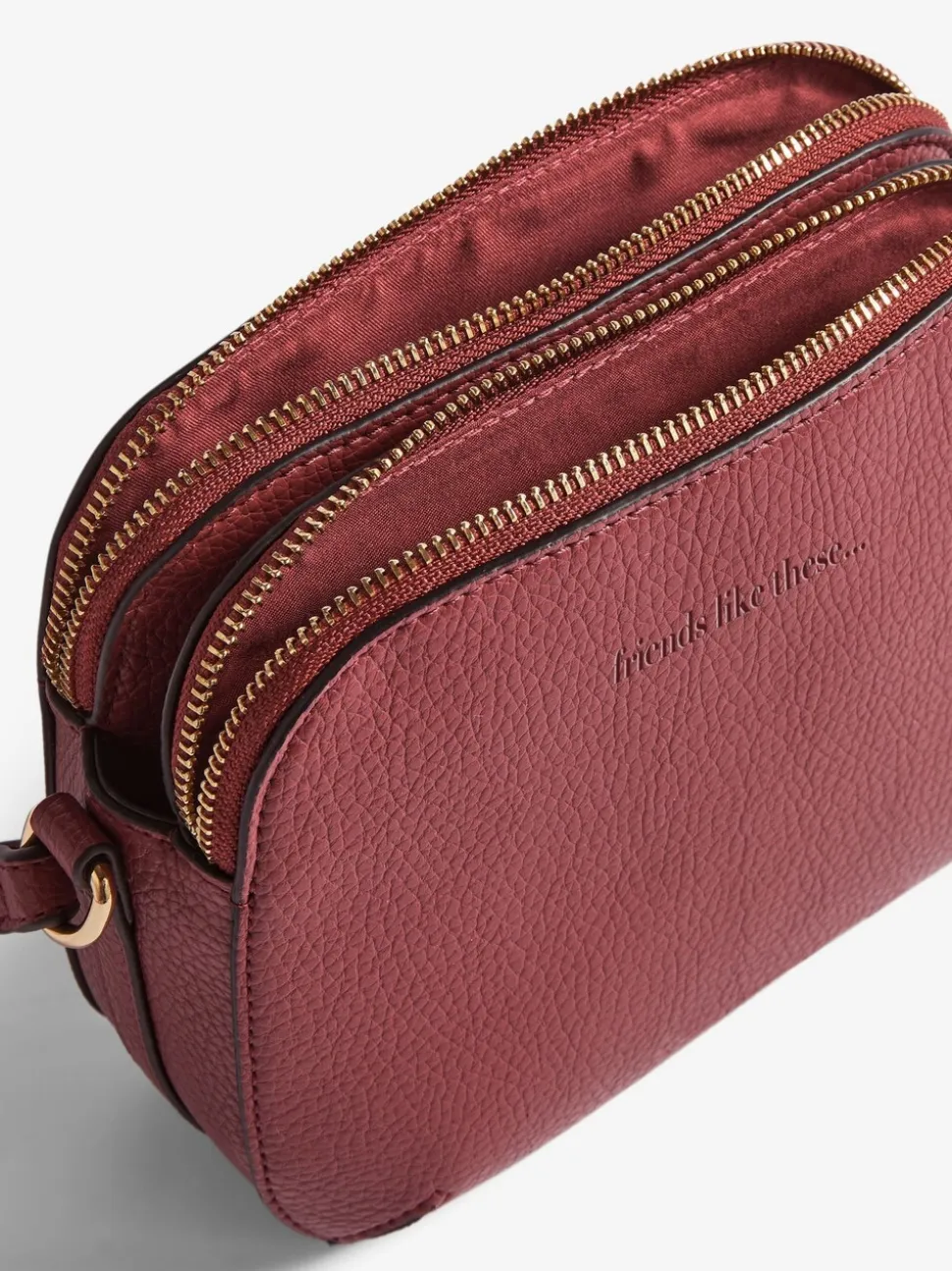 Bordeauxrood - Friends Like These Double Compartment Cross-Body Bag
