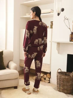Bordeauxrood - Hamish The Highland Cow Behaaglijke Pyjama's met Lange mouwen