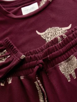 Bordeauxrood - Hamish The Highland Cow Behaaglijke Pyjama's met Lange mouwen