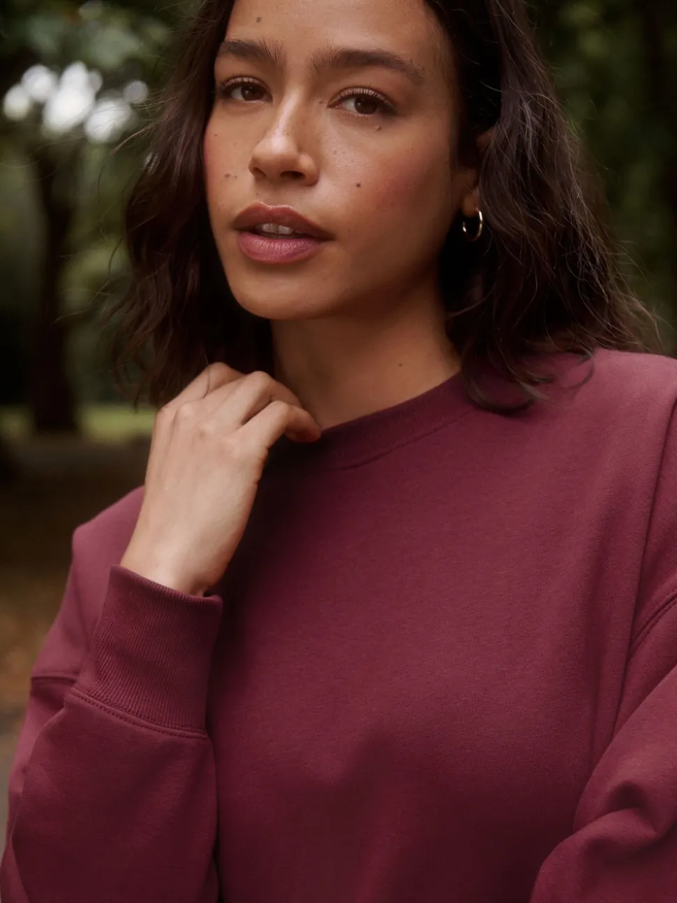 Bordeauxrood - 2-In-1 Sweatshirt met Satijnen Midi Rok