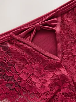 Bordeauxrood - Lace Bow Back Knickers