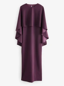 Bordeauxrood - Lange jurk met cape