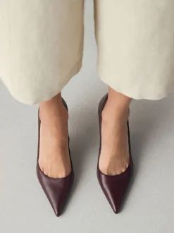 Bordeauxrood - Leren mid-court pumps