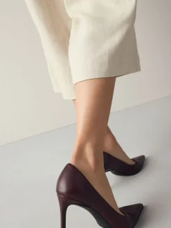 Bordeauxrood - Leren mid-court pumps