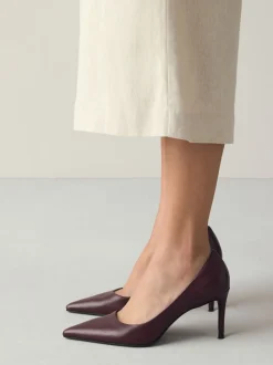 Bordeauxrood - Leren mid-court pumps