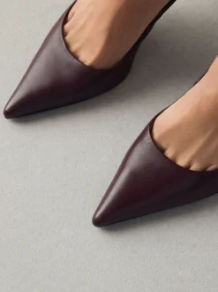Bordeauxrood - Leren mid-court pumps