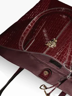 Bordeauxrood - Lipsy Croc Effect Shopper Tote Bag