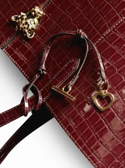Bordeauxrood - Lipsy Croc Effect Shopper Tote Bag