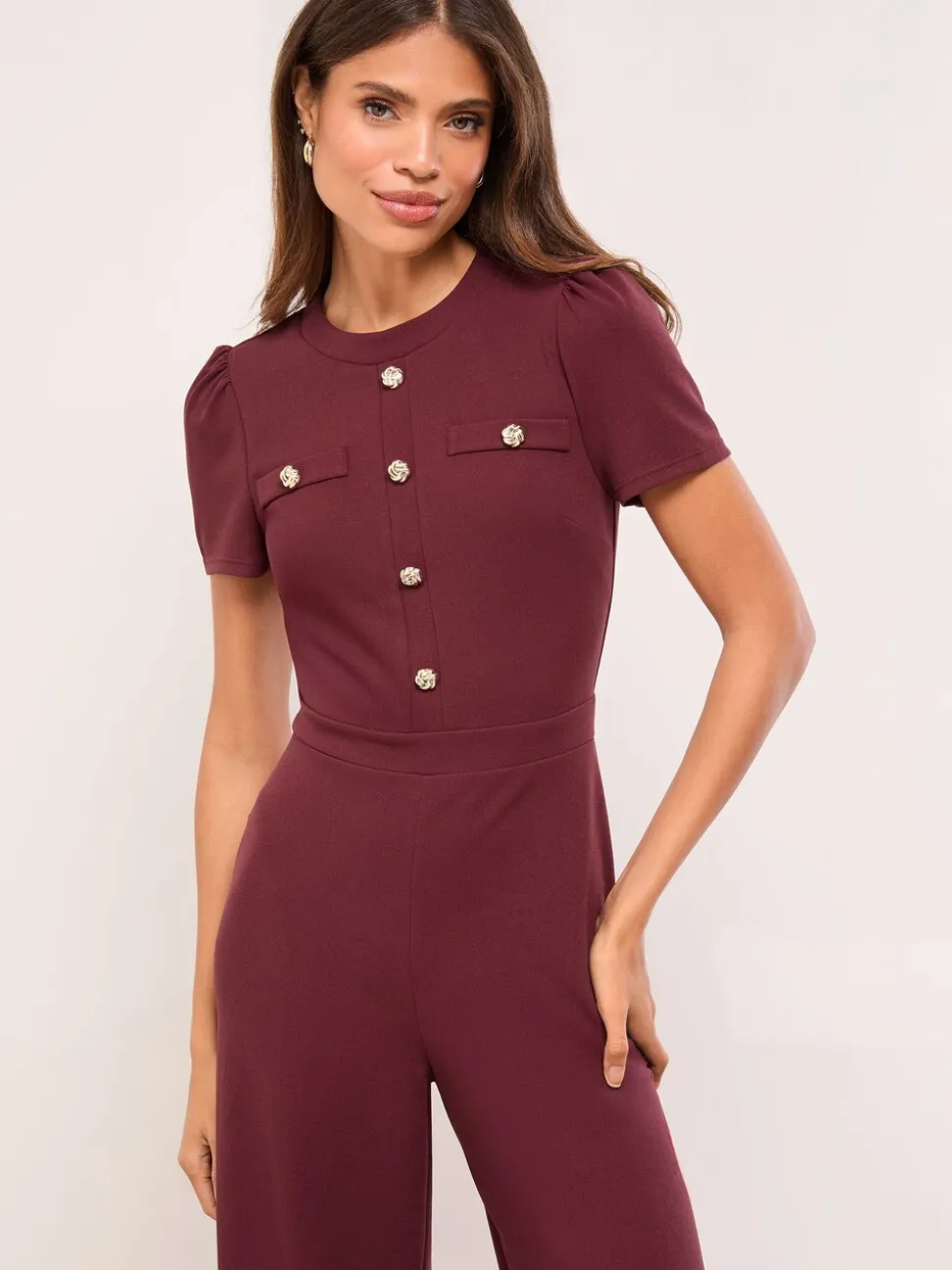Bordeauxrood - Lipsy Military Buttoned Jumpsuit