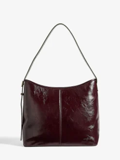 Bordeauxrood - Love & Roses Woven Slouchy Tote Bag