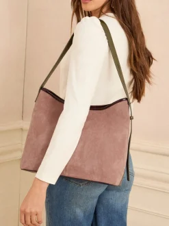 Bordeauxrood - Love & Roses Woven Slouchy Tote Bag