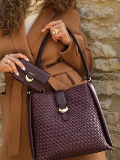Bordeauxrood - Luella Grey Taupe Flora Weave Hobo Bag