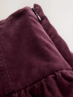 Bordeauxrood - Midi rok van corduroy met verlaagde taille