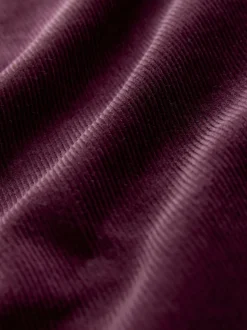 Bordeauxrood - Midi rok van corduroy met verlaagde taille