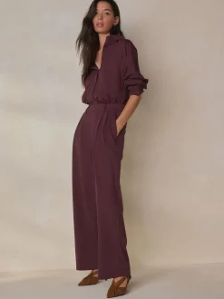 Bordeauxrood - N. Premium Wide Leg Tailored Jersey Trousers