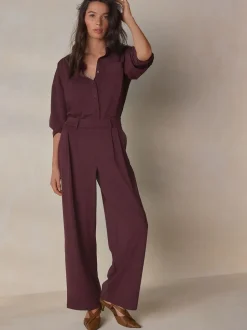 Bordeauxrood - N. Premium Wide Leg Tailored Jersey Trousers