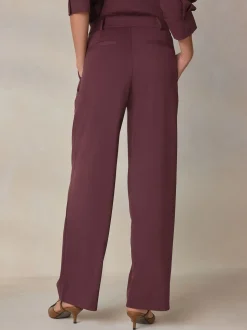 Bordeauxrood - N. Premium Wide Leg Tailored Jersey Trousers