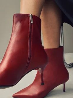 Bordeauxrood - Pointed Toe Skinny Heeled Ankle Boots