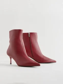 Bordeauxrood - Pointed Toe Skinny Heeled Ankle Boots