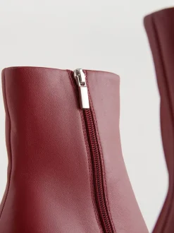 Bordeauxrood - Pointed Toe Skinny Heeled Ankle Boots