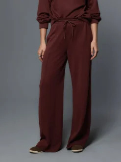 Bordeauxrood - Premium jersey joggingbroek met wijde pijpen