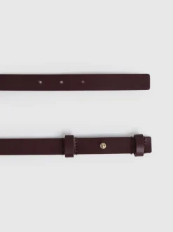 Bordeauxrood - REISS - Leren Hayley riem met vierkant scharnier