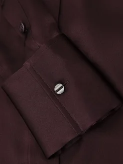 Bordeauxrood - Reiss Ameira Silk-Satin Concealed-Placket Shirt