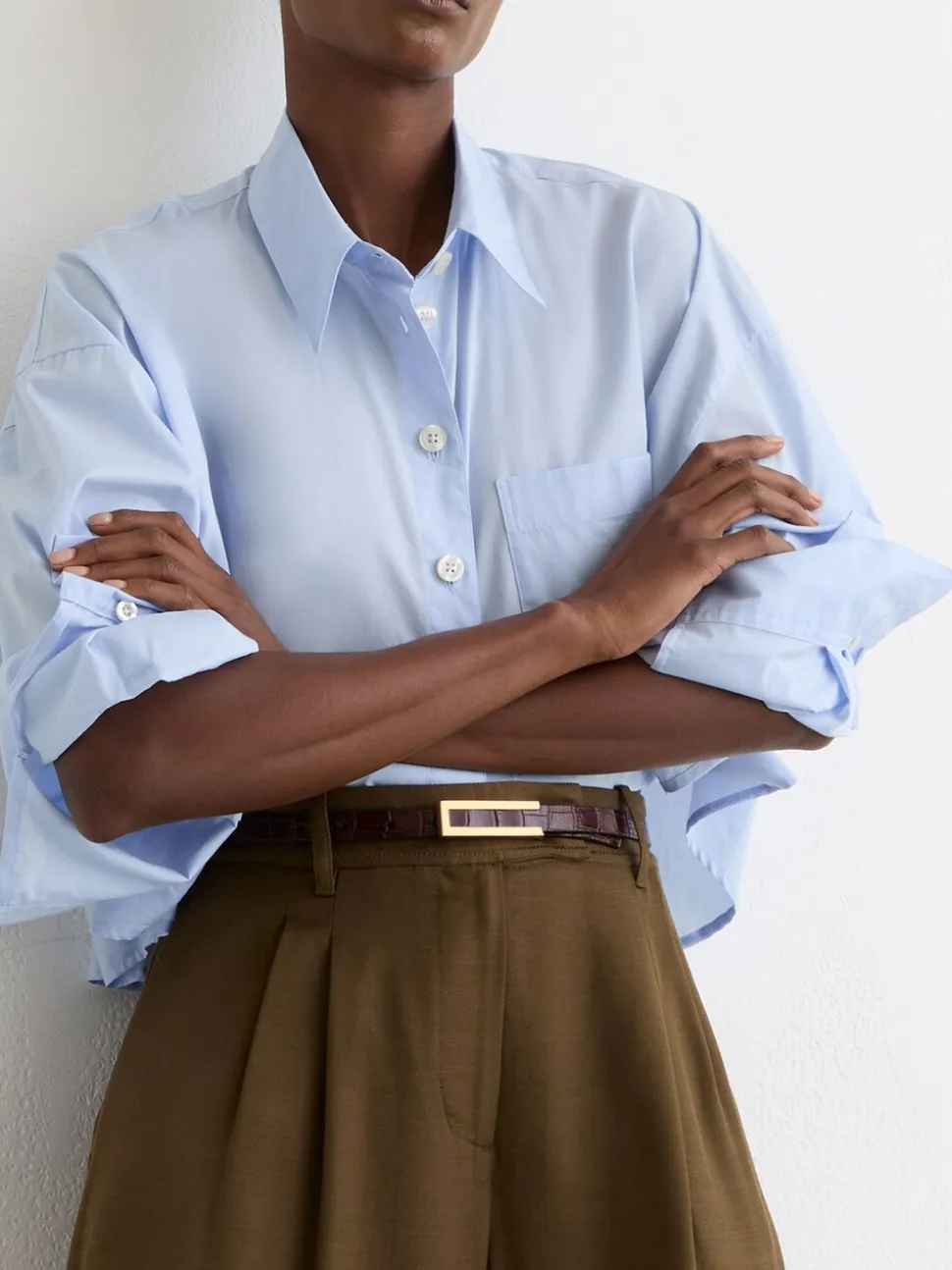 Bordeauxrood - Reiss Bronya Leather Crocodile-Effect Belt