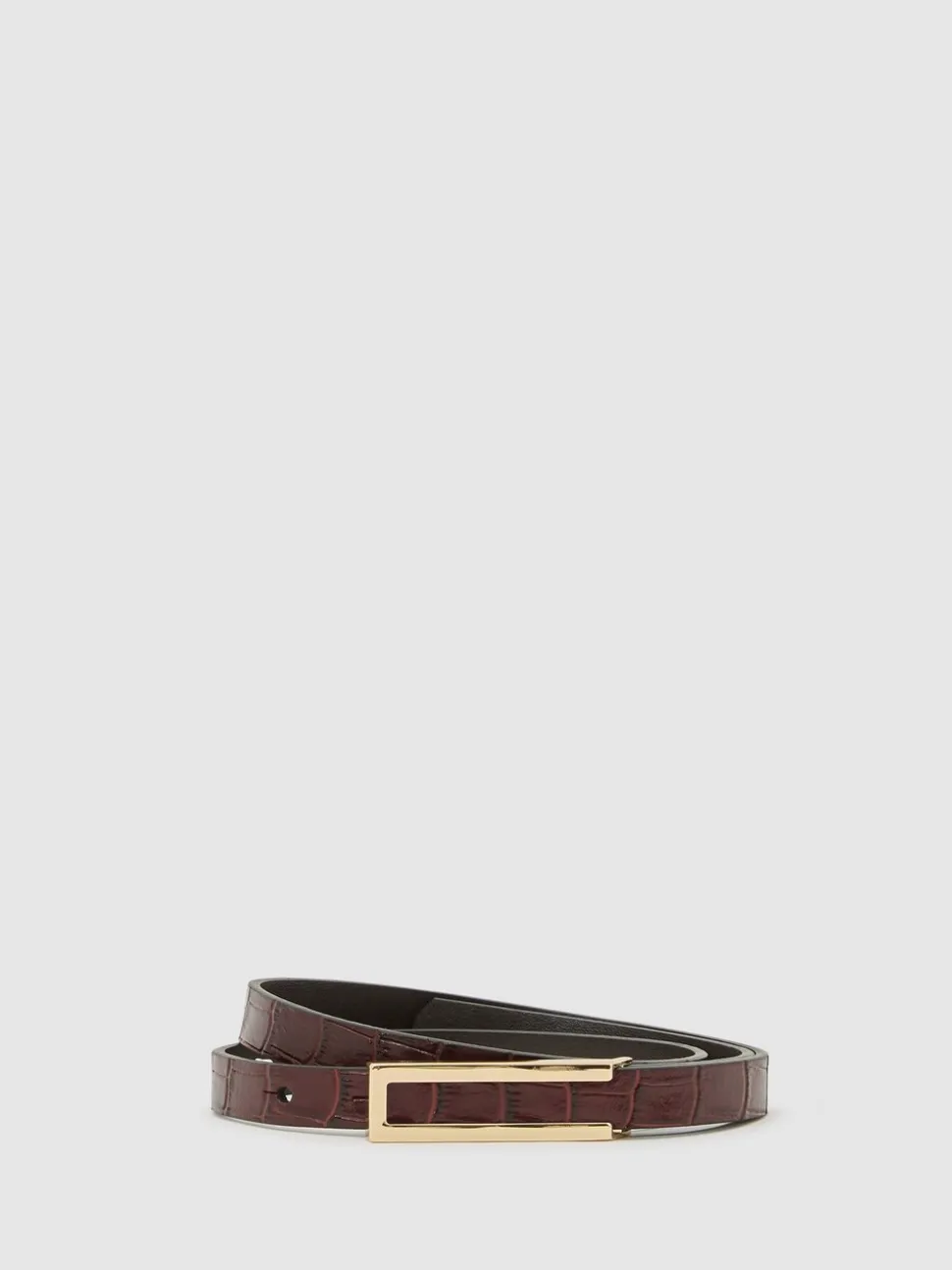 Bordeauxrood - Reiss Bronya Leather Crocodile-Effect Belt