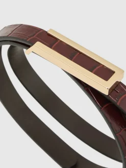 Bordeauxrood - Reiss Bronya Leather Crocodile-Effect Belt