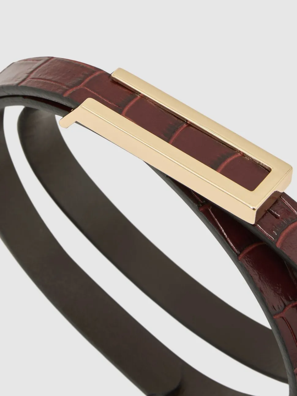 Bordeauxrood - Reiss Bronya Leather Crocodile-Effect Belt