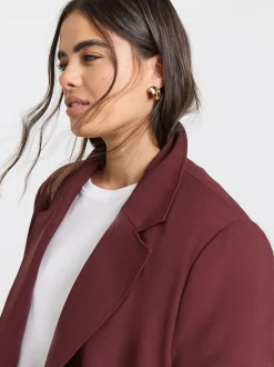 Bordeauxrood - Simply Be oversized blazer met enkele rij knopen