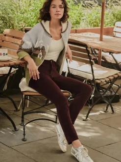 Bordeauxrood - Slim Velvet Cord Jeans