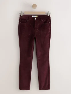 Bordeauxrood - Slim Velvet Cord Jeans