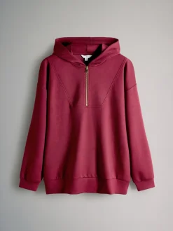 Bordeauxrood - The Set oversized modal Sweatshirt met ritssluiting en Joggingbroeken