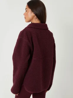 Bordeauxrood - Threadbare borgfleece met korte rits