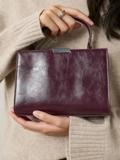 Bordeauxrood - Top Handle Tas met krokodillenmotief