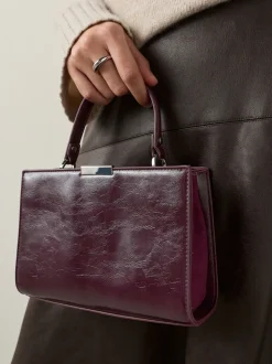Bordeauxrood - Top Handle Tas met krokodillenmotief