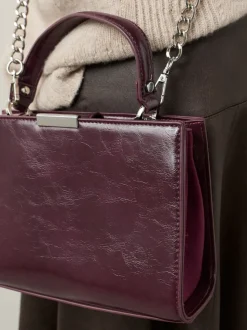 Bordeauxrood - Top Handle Tas met krokodillenmotief