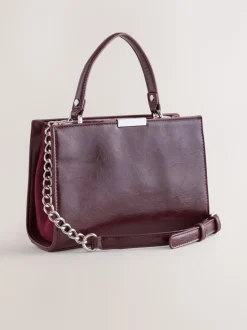 Bordeauxrood - Top Handle Tas met krokodillenmotief